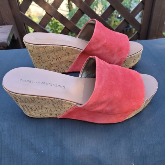 Diane Von Furstenberg Coral Cork Wedge Sandal Womens 8.5 - Picture 1 of 16